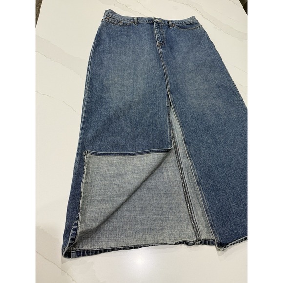 Vintage Gap Jeans Maxi Skirt Womens 14 Blue Medium Wash Y2K‎ 90s Boho Western - Picture 5 of 16